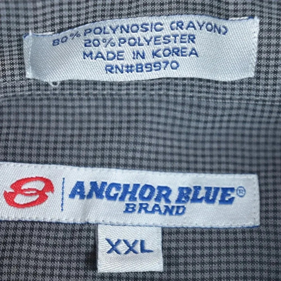 Vintage 90s Anchor Blue || Men's Button Up Shirt XXL Black Checks Y2K Surfer - Picture 3 of 7